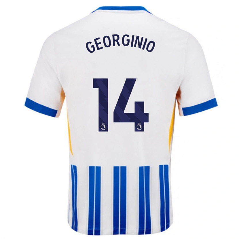 Danxen Barn Georginio Rutter #14 Vita Blå Kritränder Hemmatröja Matchtröjor 2024/25 Tröjor T-Tröja