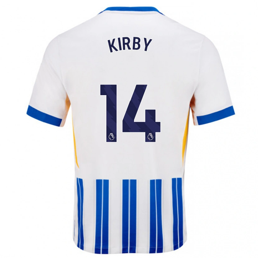 Danxen Barn Fran Kirby #14 Vita Blå Kritränder Hemmatröja Matchtröjor 2024/25 Tröjor T-Tröja