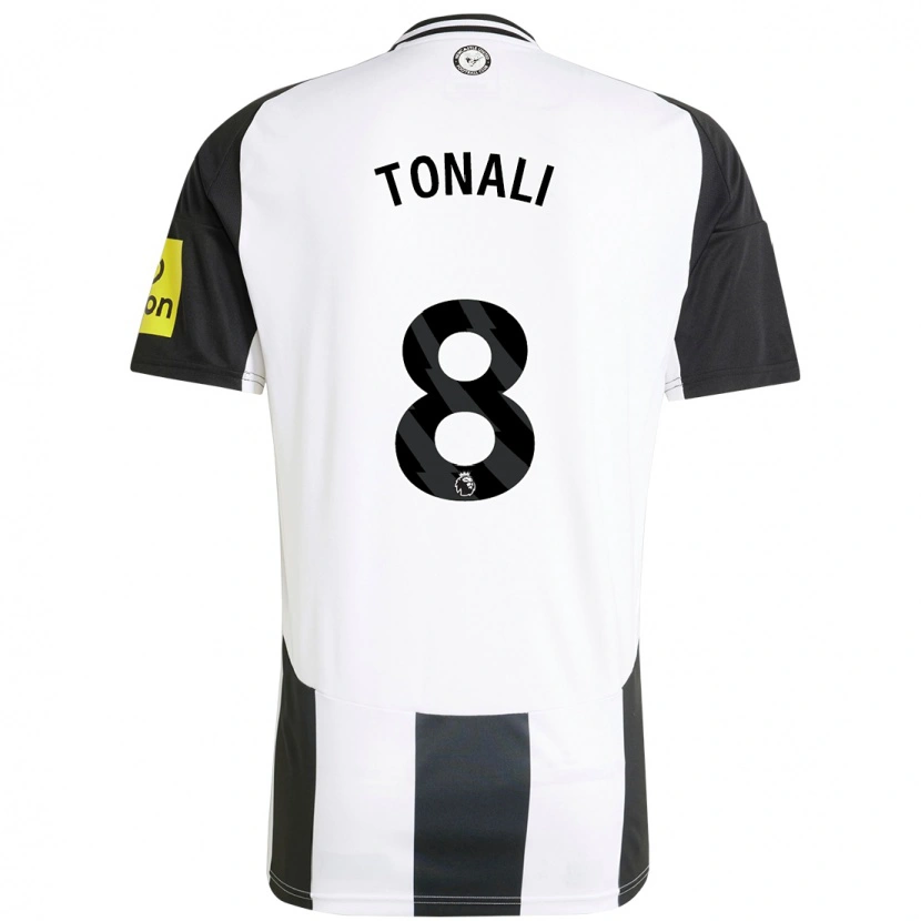 Danxen Barn Sandro Tonali #8 Vit Svart Hemmatröja Matchtröjor 2024/25 Tröjor T-Tröja