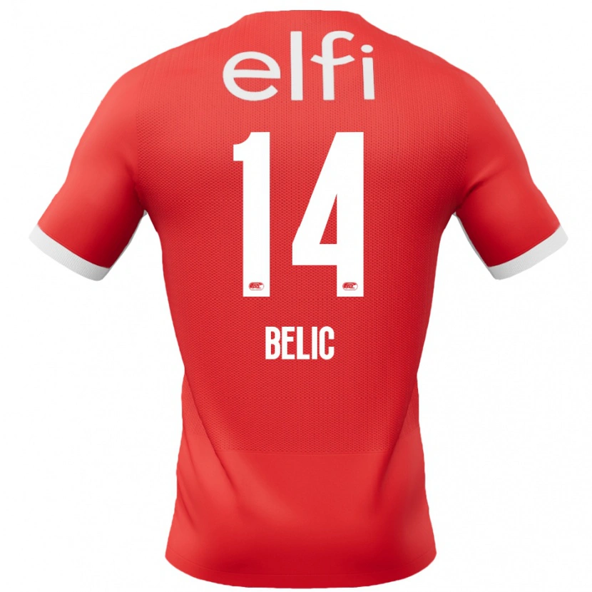 Danxen Barn Kristijan Belic #14 Röd Vit Hemmatröja Matchtröjor 2024/25 Tröjor T-Tröja