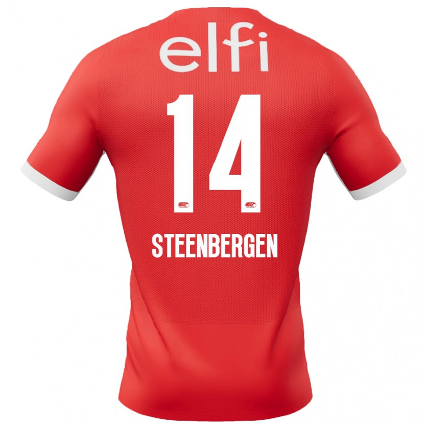 Danxen Barn Thom Steenbergen #14 Röd Vit Hemmatröja Matchtröjor 2024/25 Tröjor T-Tröja