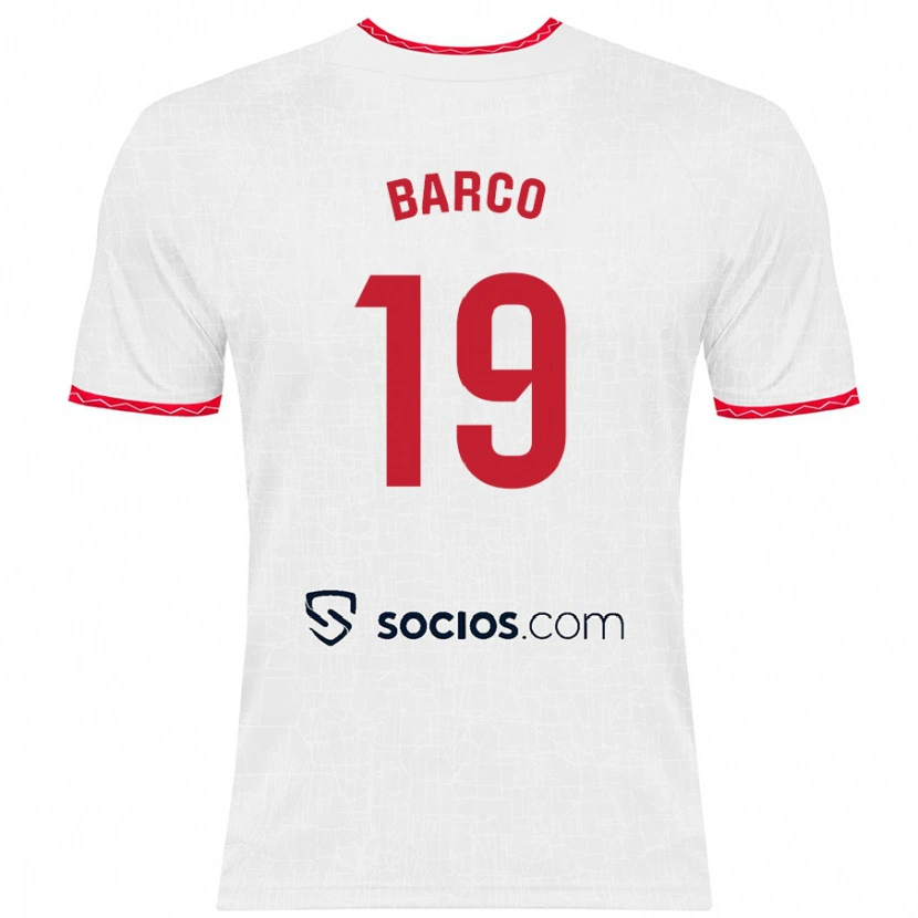 Danxen Barn Valentín Barco #19 Vit Röd Hemmatröja Matchtröjor 2024/25 Tröjor T-Tröja