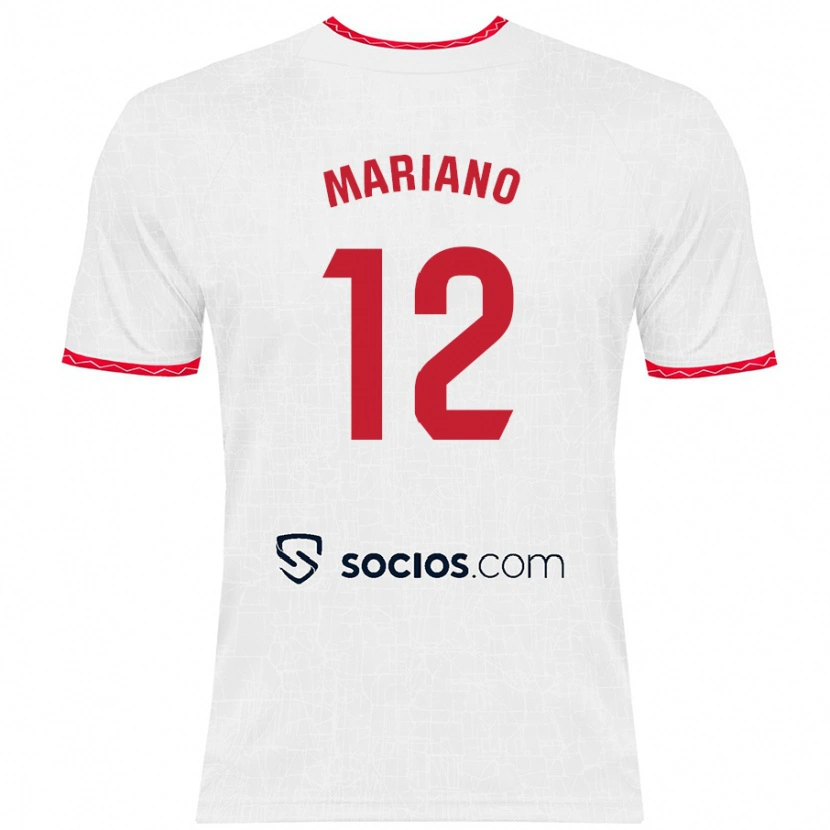 Danxen Barn Mariano Díaz #12 Vit Röd Hemmatröja Matchtröjor 2024/25 Tröjor T-Tröja