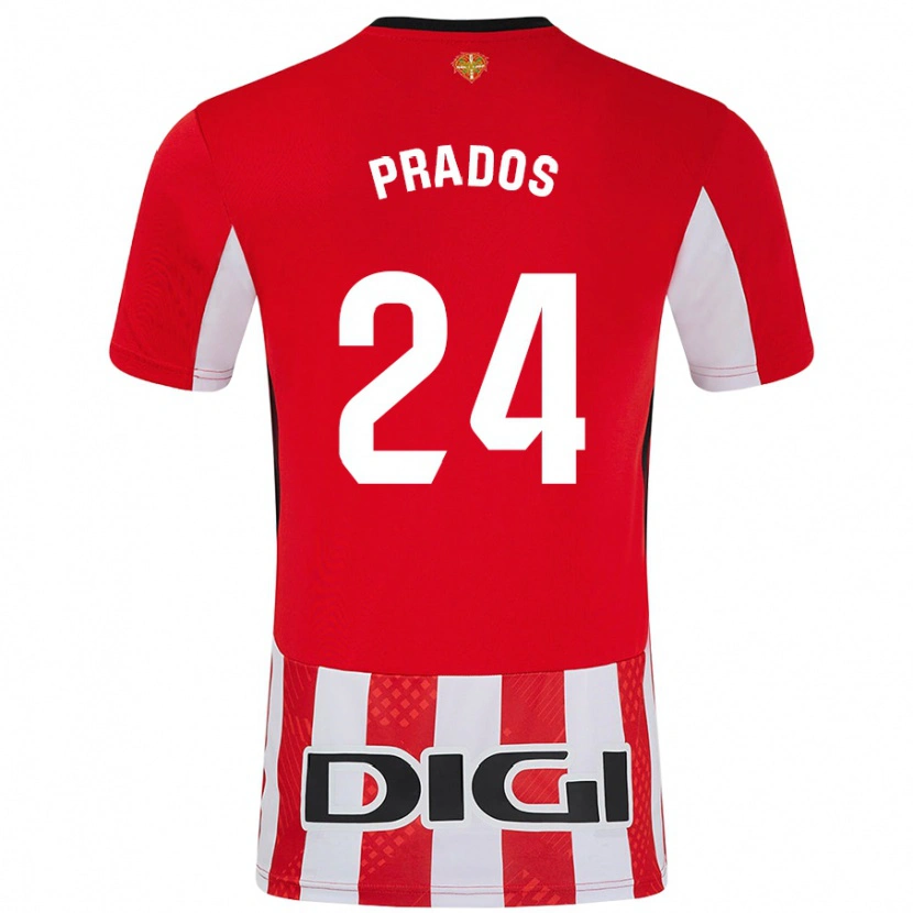 Danxen Barn Beñat Prados #24 Röd Vit Hemmatröja Matchtröjor 2024/25 Tröjor T-Tröja