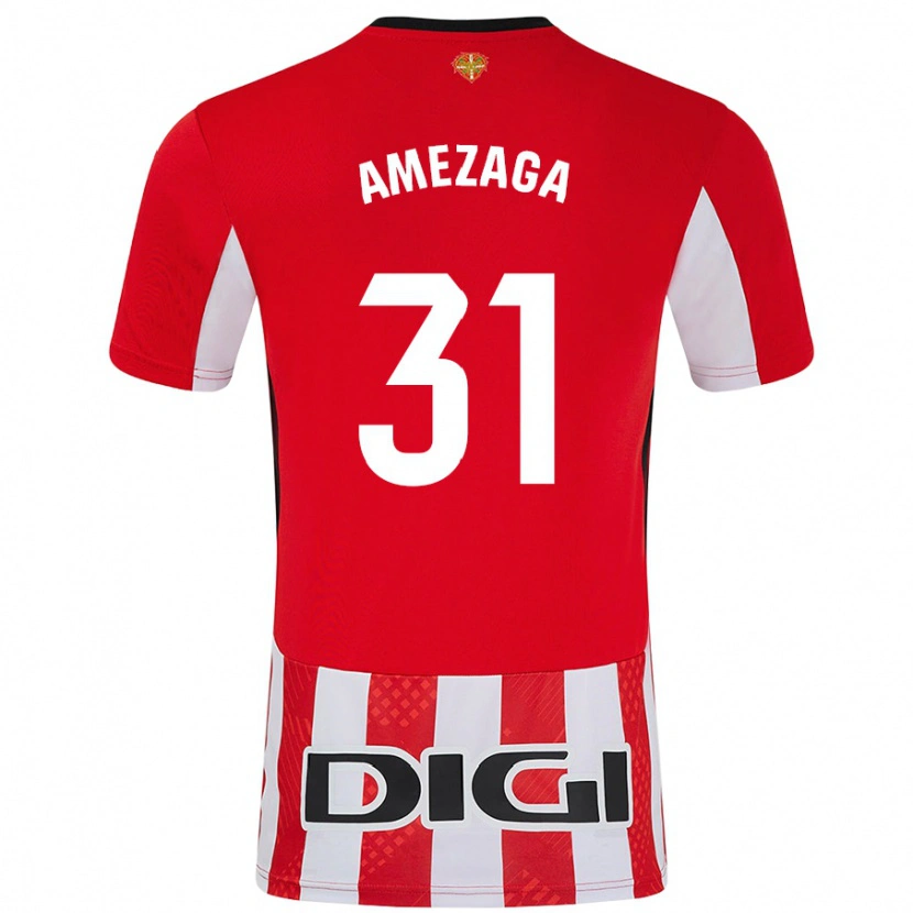 Danxen Barn Jone Amezaga #31 Röd Vit Hemmatröja Matchtröjor 2024/25 Tröjor T-Tröja