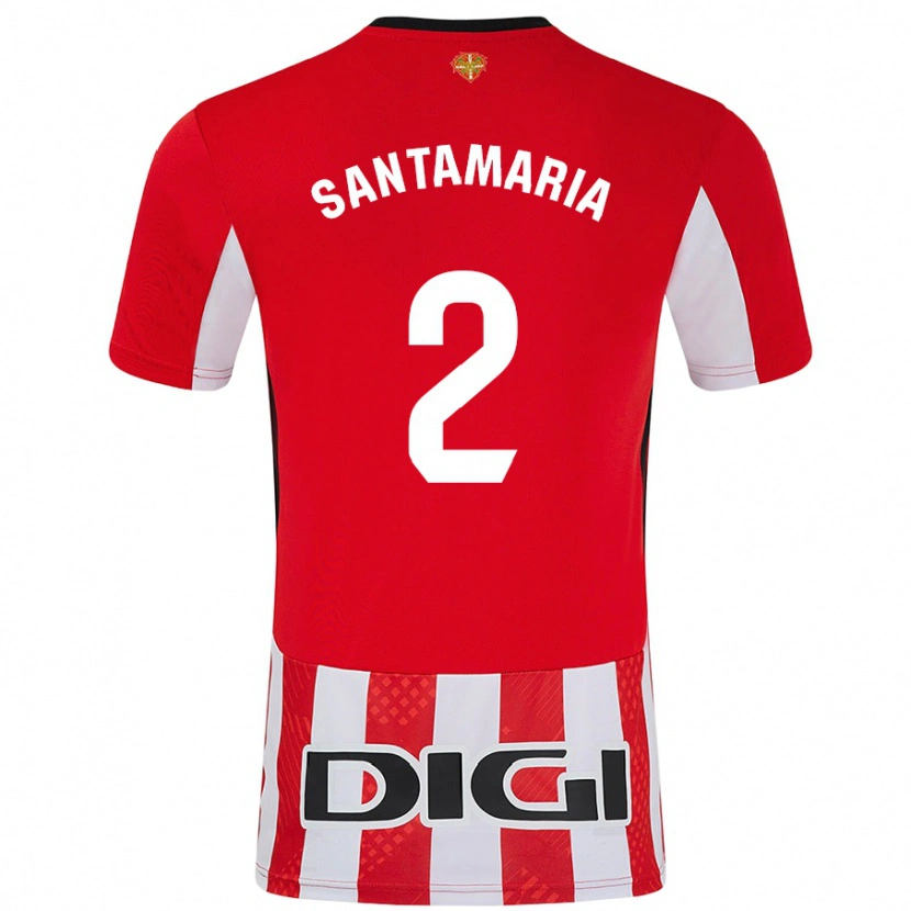 Danxen Barn Unai Santamaría #2 Röd Vit Hemmatröja Matchtröjor 2024/25 Tröjor T-Tröja