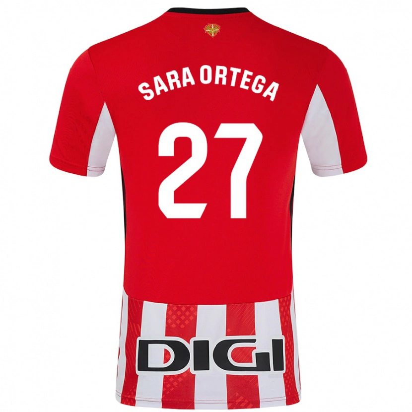 Danxen Barn Sara Ortega Ruiz #27 Röd Vit Hemmatröja Matchtröjor 2024/25 Tröjor T-Tröja