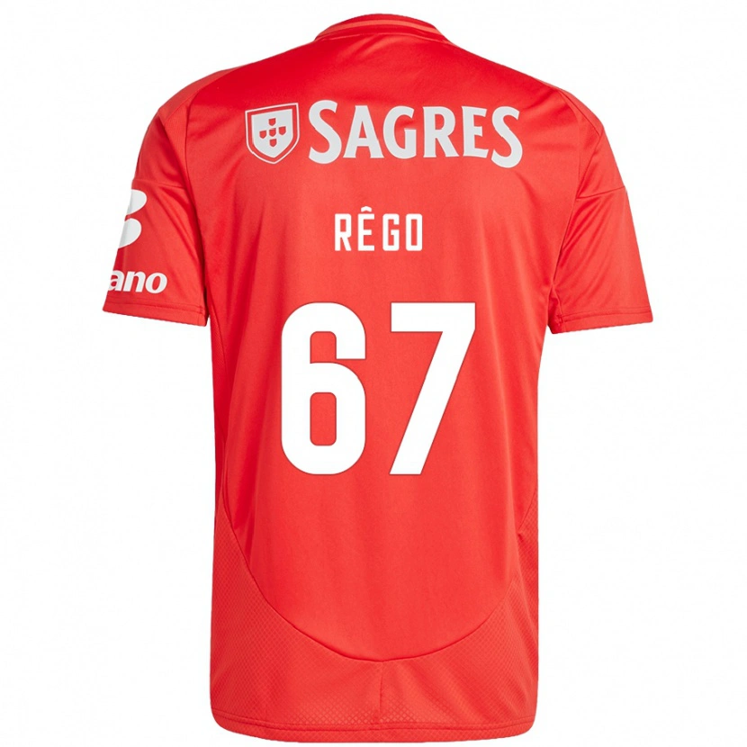 Danxen Barn Rodrigo Rêgo #67 Röd Vit Hemmatröja Matchtröjor 2024/25 Tröjor T-Tröja