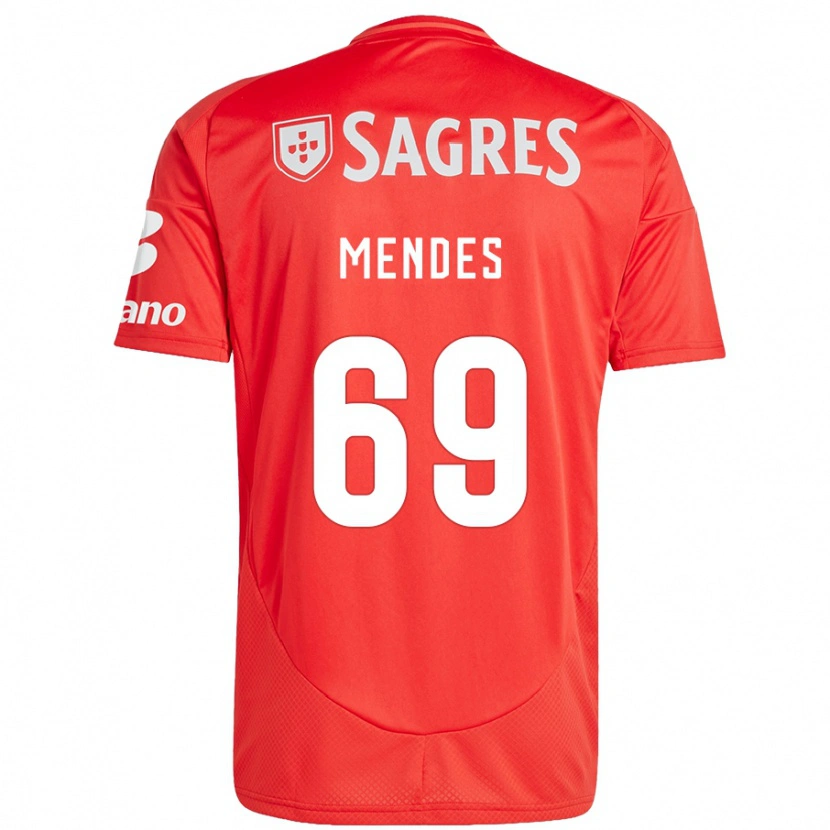 Danxen Barn Vladimir Mendes #69 Röd Vit Hemmatröja Matchtröjor 2024/25 Tröjor T-Tröja