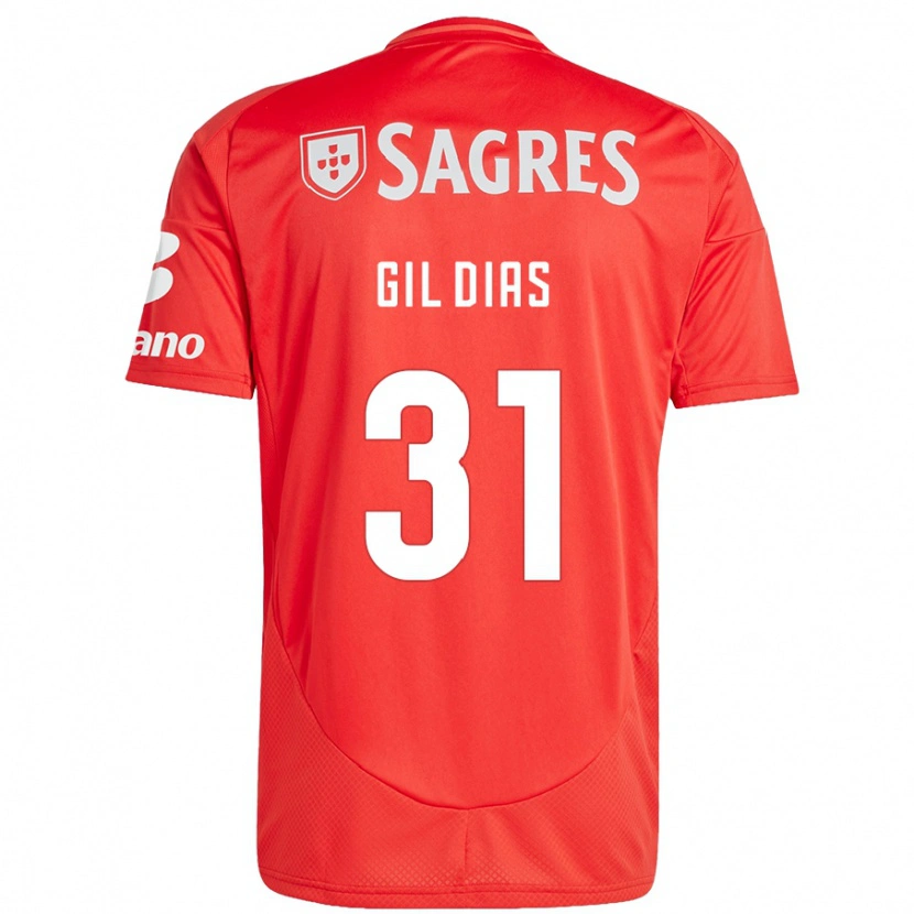 Danxen Barn Gil Dias #31 Röd Vit Hemmatröja Matchtröjor 2024/25 Tröjor T-Tröja