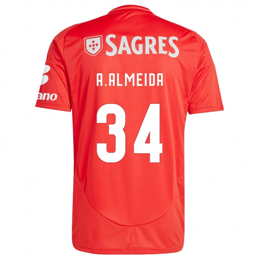 Danxen Barn Andre Almeida #34 Röd Vit Hemmatröja Matchtröjor 2024/25 Tröjor T-Tröja