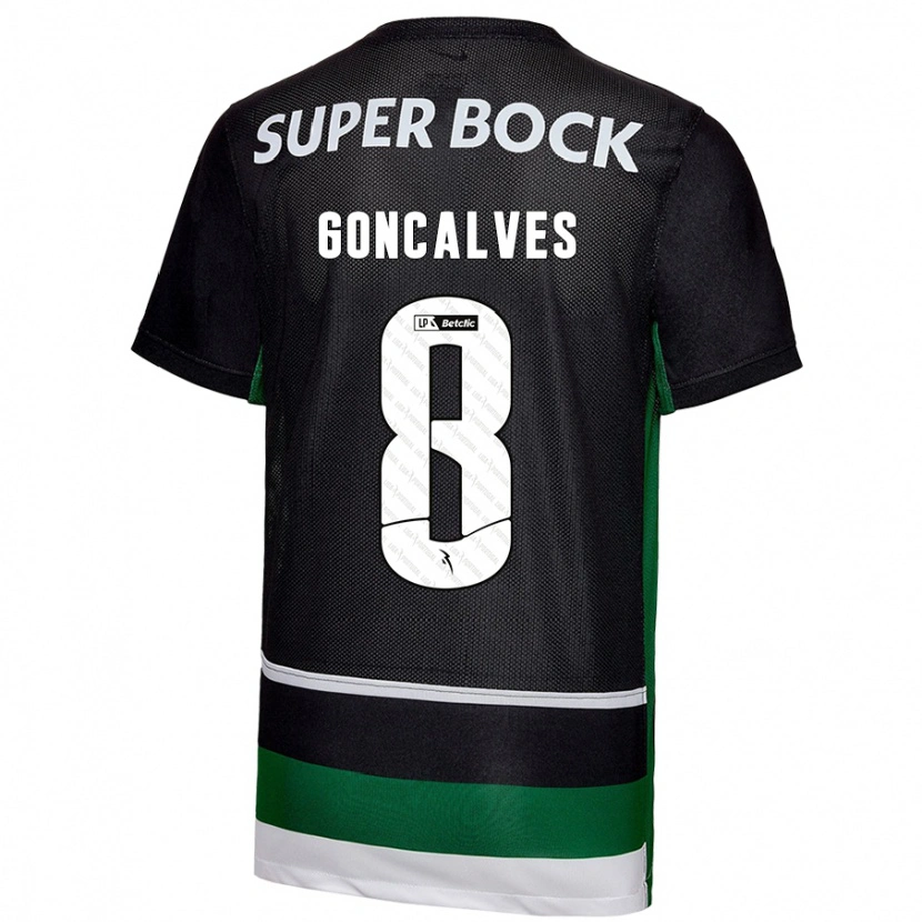 Danxen Barn Pedro Gonçalves #8 Svart Vit Grön Hemmatröja Matchtröjor 2024/25 Tröjor T-Tröja