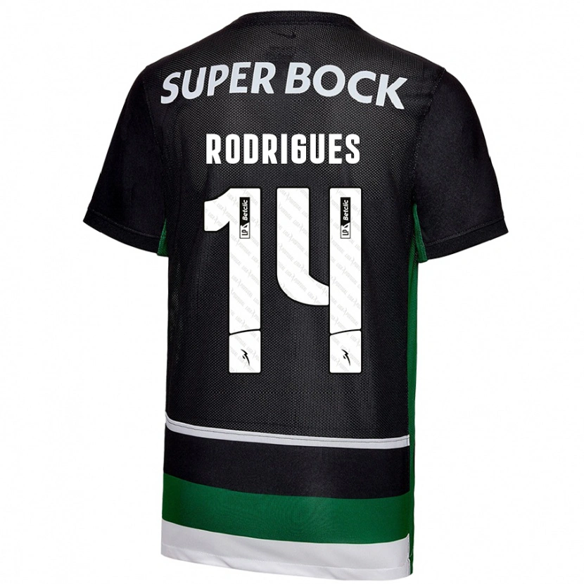 Danxen Barn Paulo Rodrigues #14 Svart Vit Grön Hemmatröja Matchtröjor 2024/25 Tröjor T-Tröja