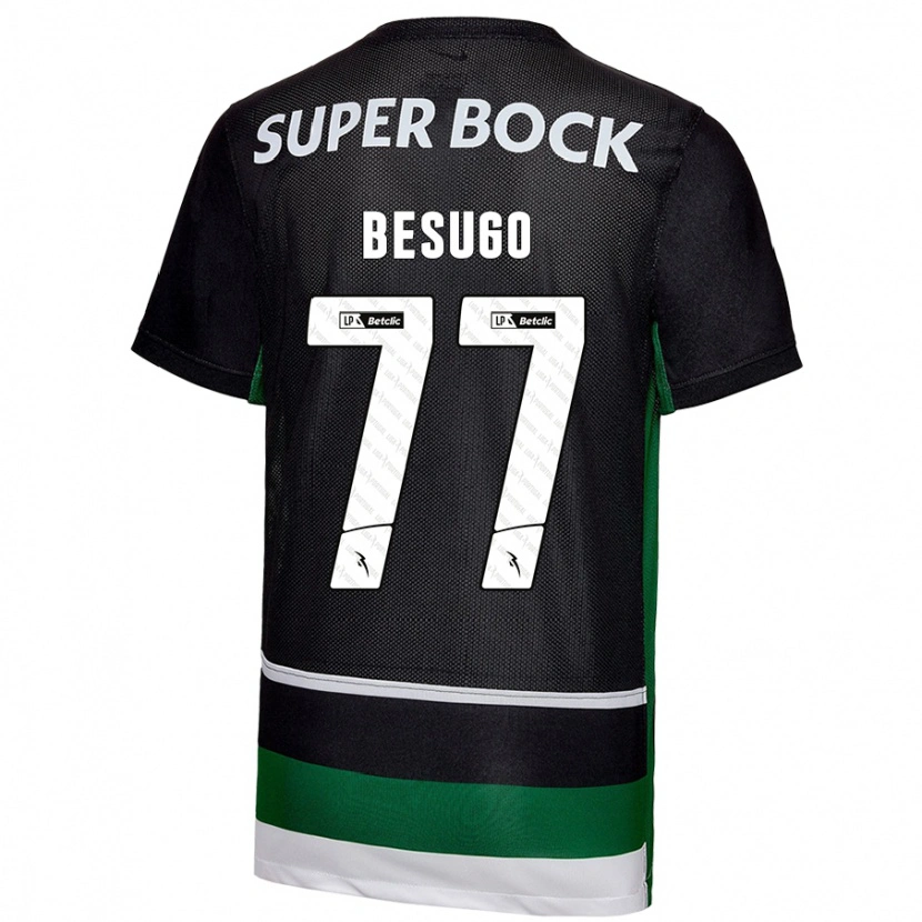 Danxen Barn Rafael Besugo #77 Svart Vit Grön Hemmatröja Matchtröjor 2024/25 Tröjor T-Tröja