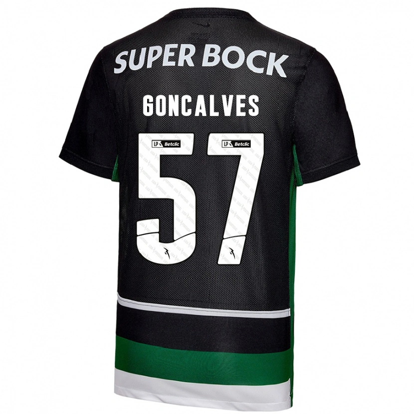 Danxen Barn Inês Gonçalves #57 Svart Vit Grön Hemmatröja Matchtröjor 2024/25 Tröjor T-Tröja