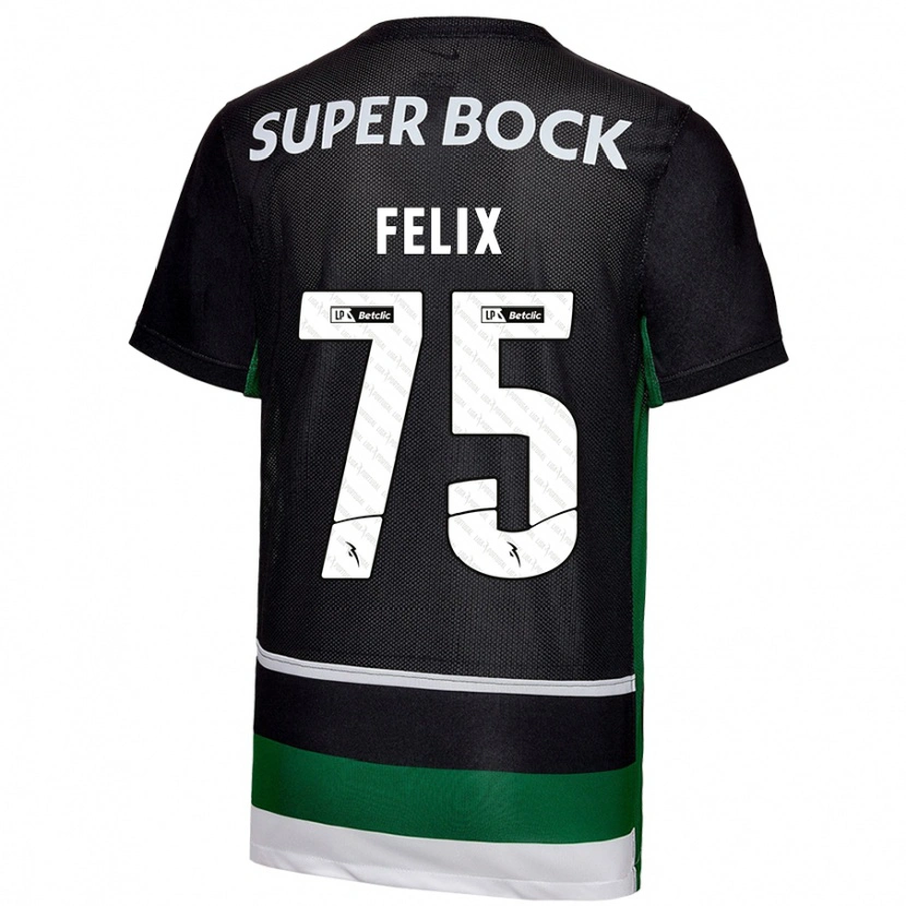 Danxen Barn Vando Félix #75 Svart Vit Grön Hemmatröja Matchtröjor 2024/25 Tröjor T-Tröja