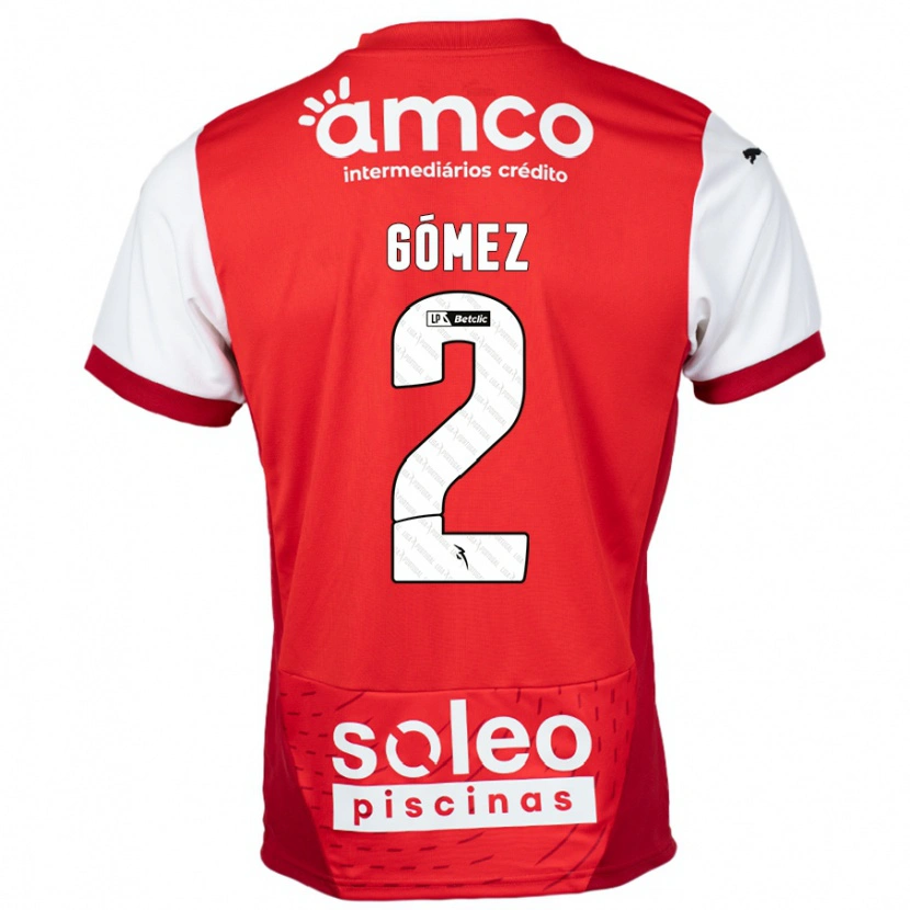 Danxen Barn Víctor Gómez #2 Röd Vit Hemmatröja Matchtröjor 2024/25 Tröjor T-Tröja