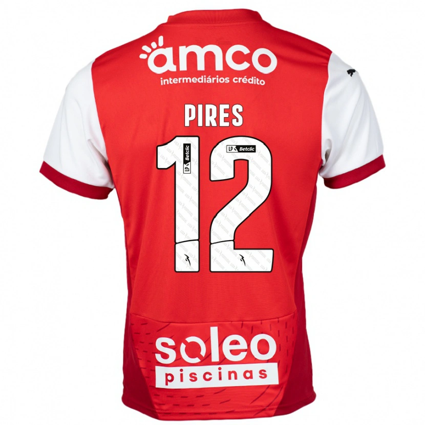 Danxen Barn Hugo Pires #12 Röd Vit Hemmatröja Matchtröjor 2024/25 Tröjor T-Tröja