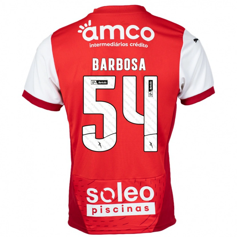 Danxen Barn Guilherme Barbosa #54 Röd Vit Hemmatröja Matchtröjor 2024/25 Tröjor T-Tröja
