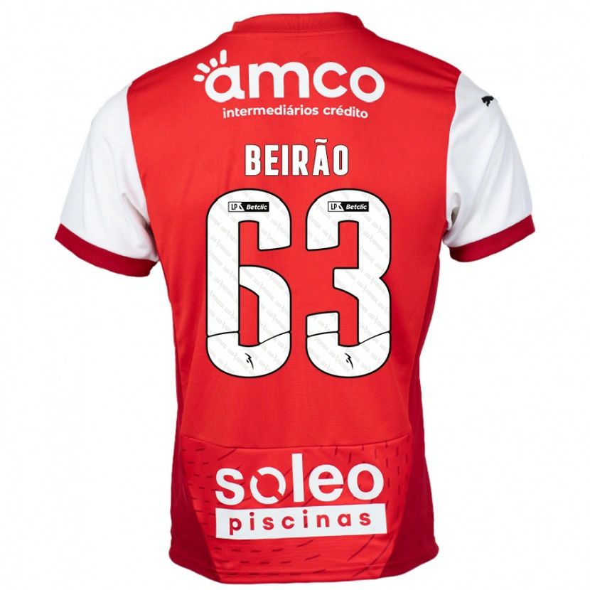 Danxen Barn Rodrigo Beirão #63 Röd Vit Hemmatröja Matchtröjor 2024/25 Tröjor T-Tröja