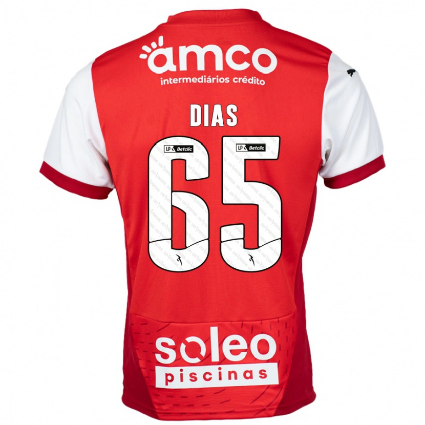 Danxen Barn Leandro Dias #65 Röd Vit Hemmatröja Matchtröjor 2024/25 Tröjor T-Tröja