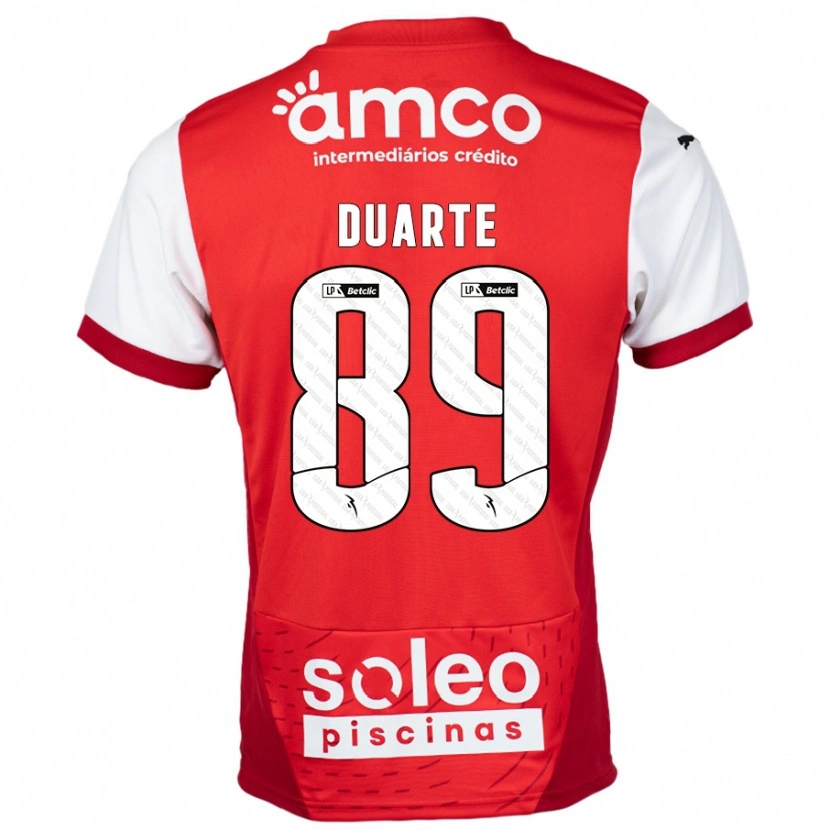 Danxen Barn Afonso Duarte #89 Röd Vit Hemmatröja Matchtröjor 2024/25 Tröjor T-Tröja