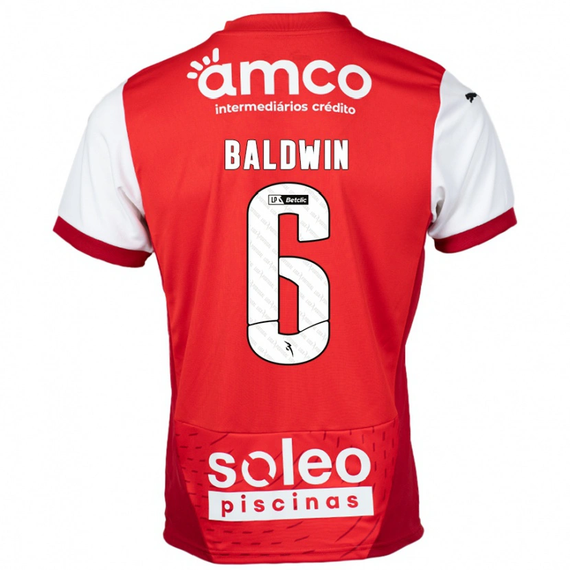 Danxen Barn Carlyn Baldwin #6 Röd Vit Hemmatröja Matchtröjor 2024/25 Tröjor T-Tröja