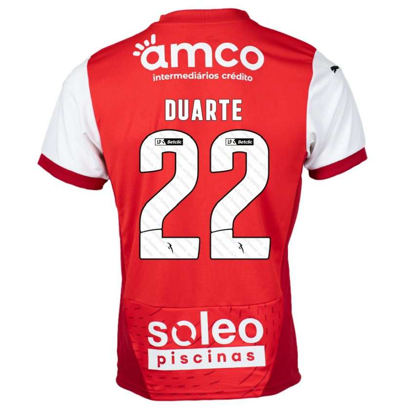 Danxen Barn Vânia Duarte #22 Röd Vit Hemmatröja Matchtröjor 2024/25 Tröjor T-Tröja