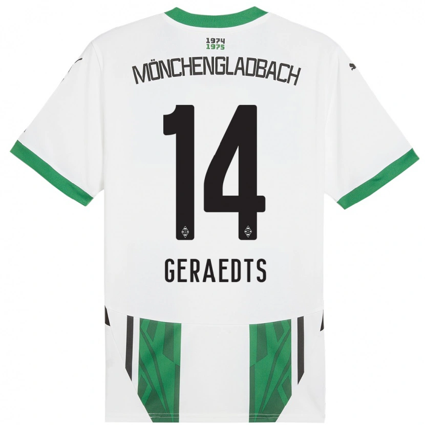 Danxen Barn Kelsey Geraedts #14 Vit Grön Hemmatröja Matchtröjor 2024/25 Tröjor T-Tröja