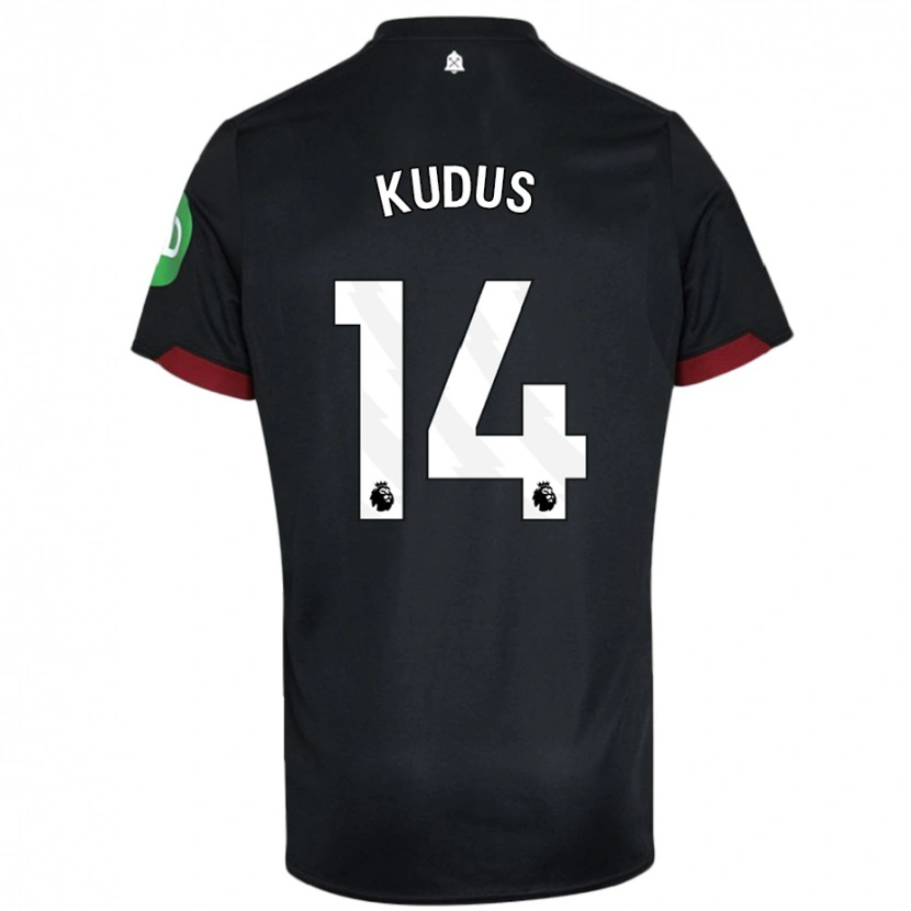 Danxen Barn Mohammed Kudus #14 Svart Vit Bortatröja Matchtröjor 2024/25 Tröjor T-Tröja