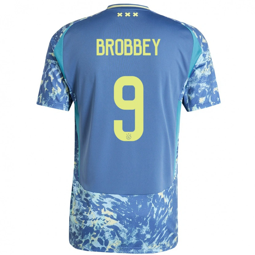 Danxen Barn Brian Brobbey #9 Grå Blå Gul Bortatröja Matchtröjor 2024/25 Tröjor T-Tröja