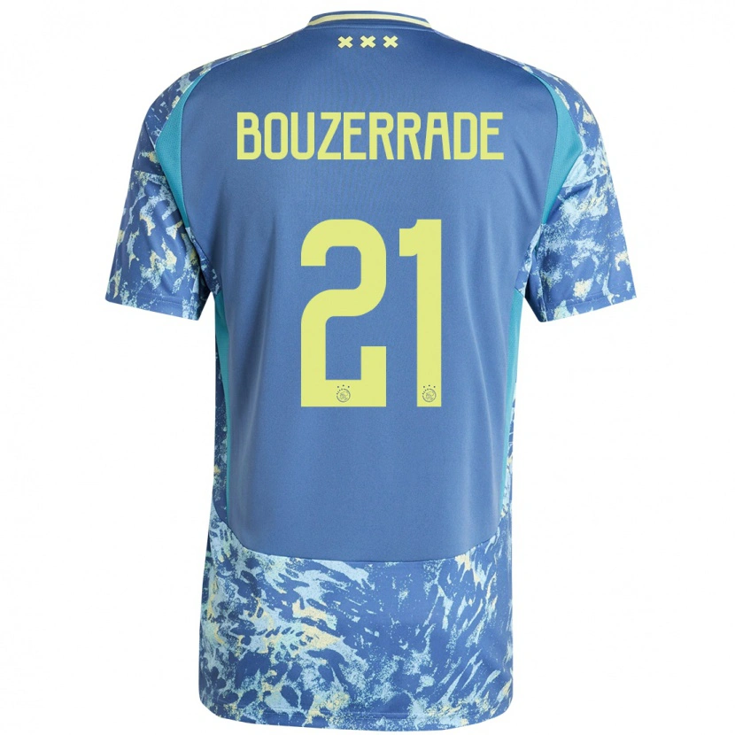 Danxen Barn Zaina Bouzerrade #21 Grå Blå Gul Bortatröja Matchtröjor 2024/25 Tröjor T-Tröja
