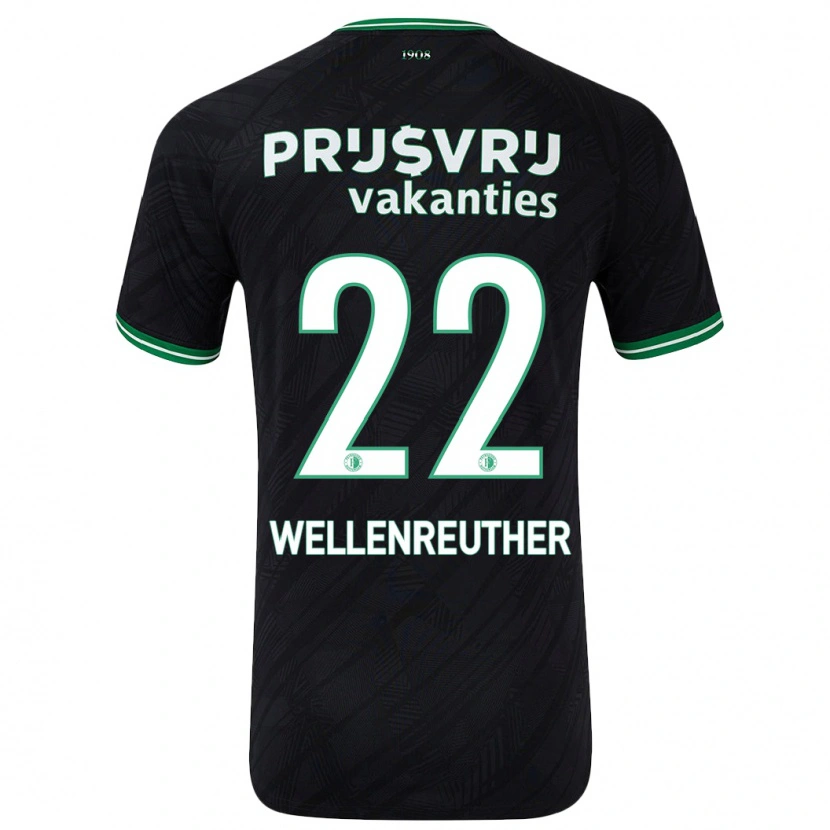 Danxen Barn Timon Wellenreuther #22 Svart Grön Bortatröja Matchtröjor 2024/25 Tröjor T-Tröja