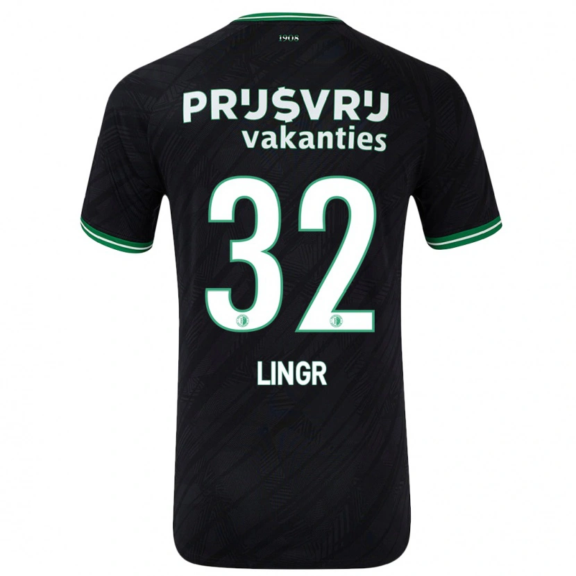 Danxen Barn Ondrej Lingr #32 Svart Grön Bortatröja Matchtröjor 2024/25 Tröjor T-Tröja