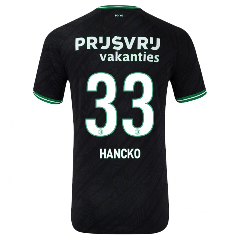 Danxen Barn Dávid Hancko #33 Svart Grön Bortatröja Matchtröjor 2024/25 Tröjor T-Tröja