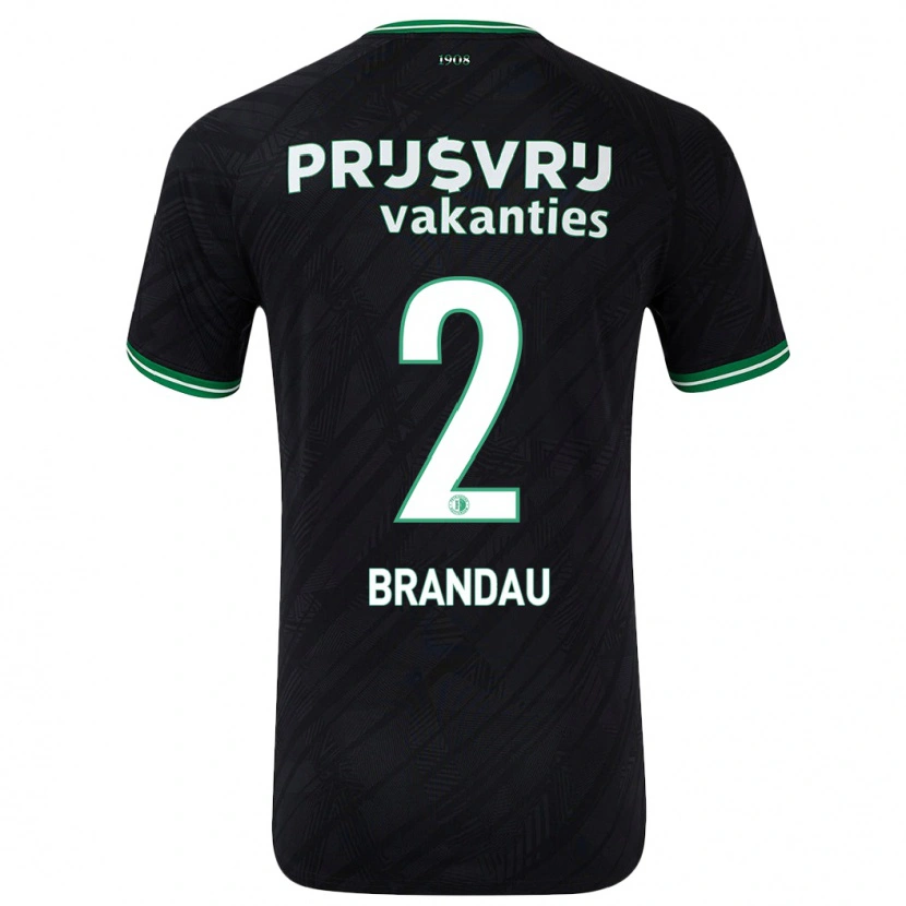 Danxen Barn Justine Brandau #2 Svart Grön Bortatröja Matchtröjor 2024/25 Tröjor T-Tröja
