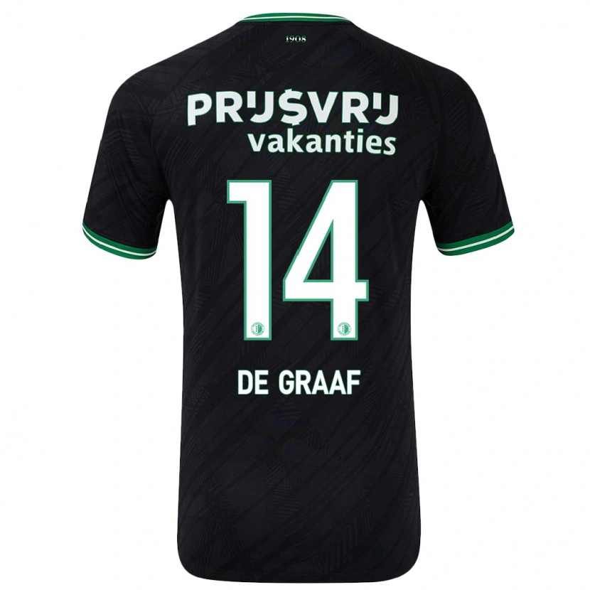 Danxen Barn Esmee De Graaf #14 Svart Grön Bortatröja Matchtröjor 2024/25 Tröjor T-Tröja