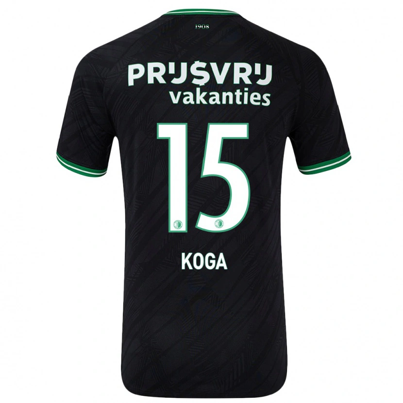 Danxen Barn Tōko Koga #15 Svart Grön Bortatröja Matchtröjor 2024/25 Tröjor T-Tröja