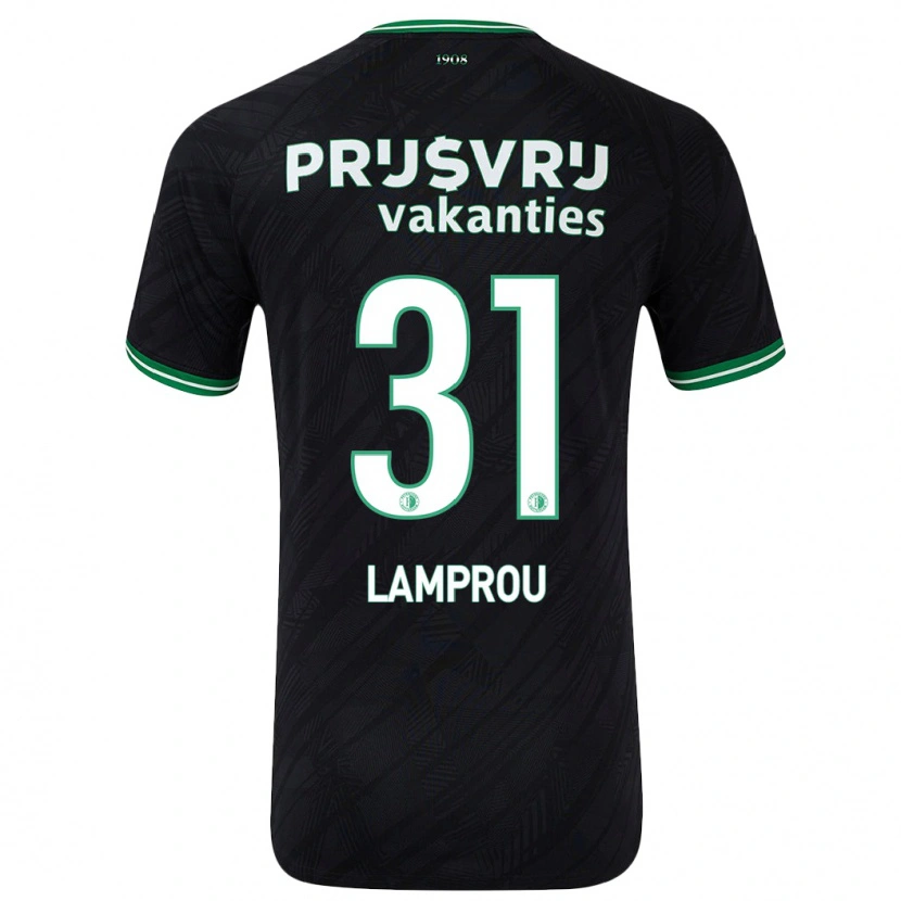Danxen Barn Kostas Lamprou #31 Svart Grön Bortatröja Matchtröjor 2024/25 Tröjor T-Tröja