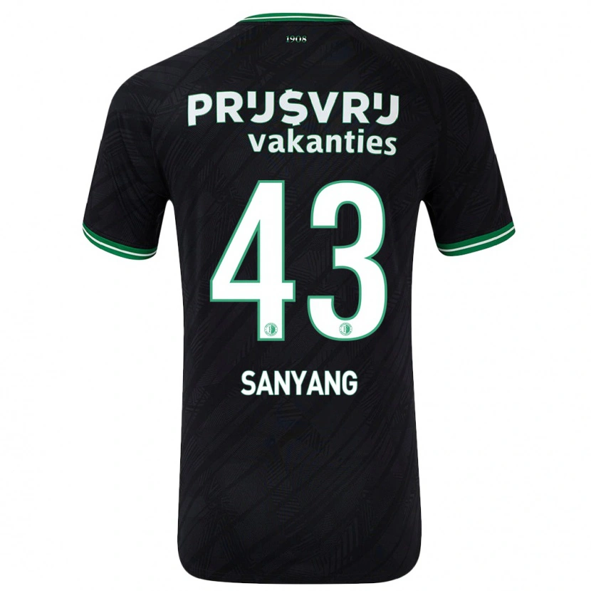 Danxen Barn Amadou-David Sanyang #43 Svart Grön Bortatröja Matchtröjor 2024/25 Tröjor T-Tröja