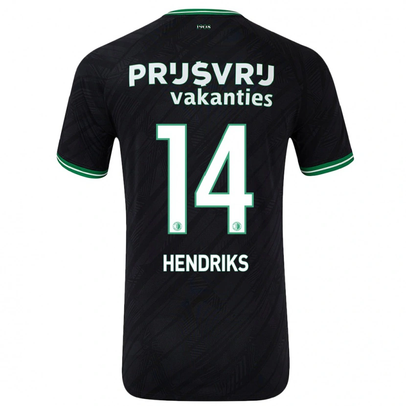 Danxen Barn Kim Hendriks #14 Svart Grön Bortatröja Matchtröjor 2024/25 Tröjor T-Tröja