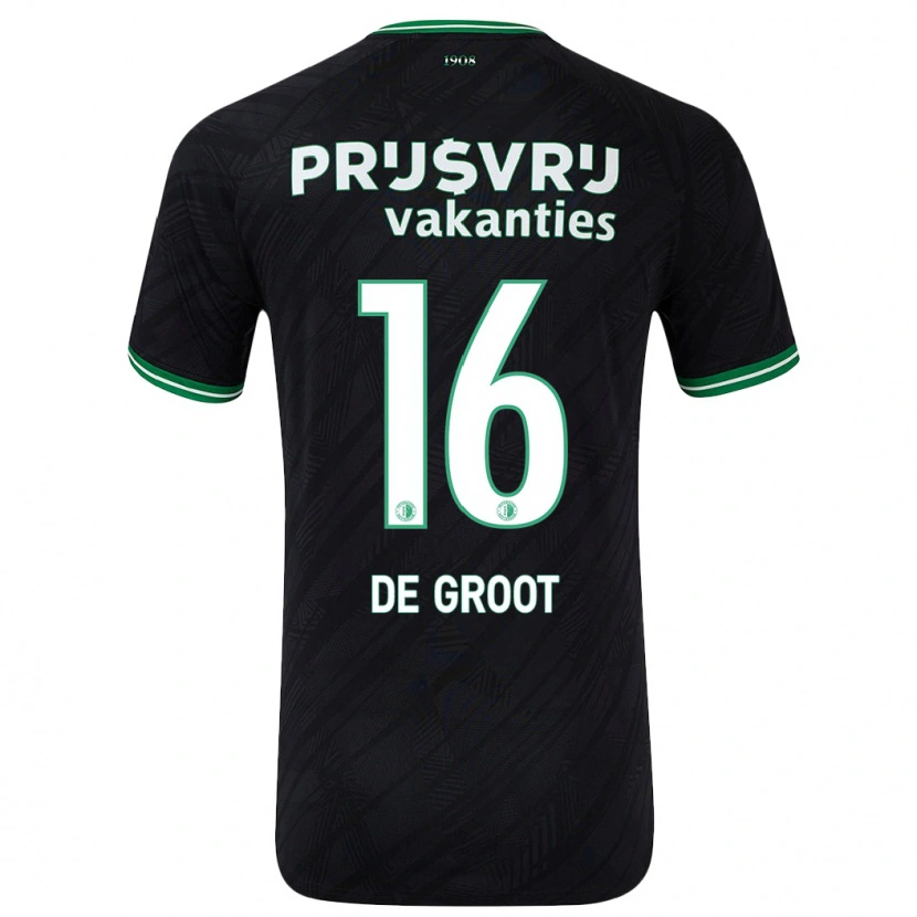 Danxen Barn Jasmijn De Groot #16 Svart Grön Bortatröja Matchtröjor 2024/25 Tröjor T-Tröja