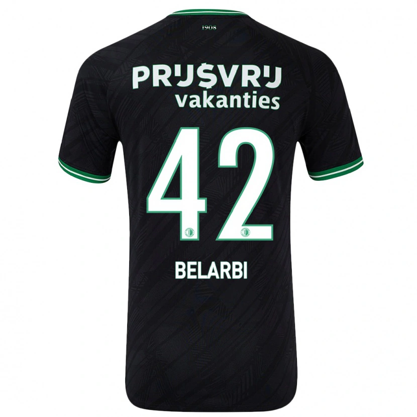Danxen Barn Abdel Belarbi #42 Svart Grön Bortatröja Matchtröjor 2024/25 Tröjor T-Tröja