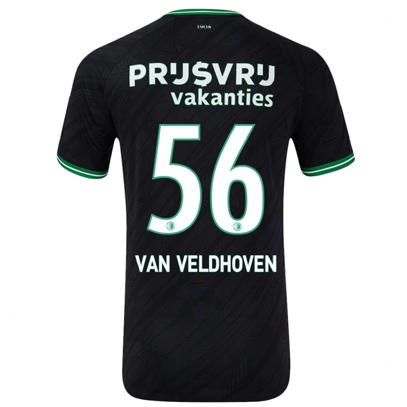 Danxen Barn Kars Van Veldhoven #56 Svart Grön Bortatröja Matchtröjor 2024/25 Tröjor T-Tröja