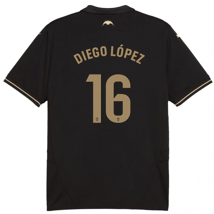 Danxen Barn Diego López #16 Svart Bortatröja Matchtröjor 2024/25 Tröjor T-Tröja