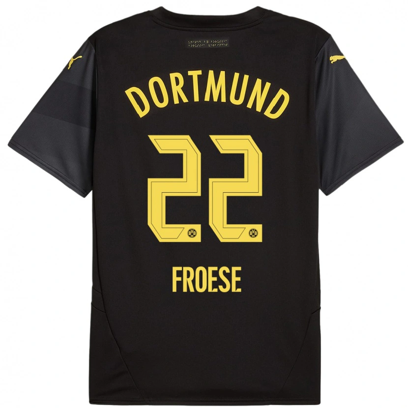 Danxen Barn Julien Froese #22 Svart Gul Bortatröja Matchtröjor 2024/25 Tröjor T-Tröja