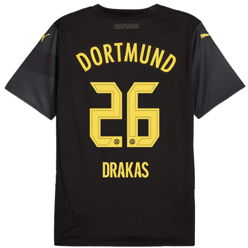 Danxen Barn Babis Drakas #26 Svart Gul Bortatröja Matchtröjor 2024/25 Tröjor T-Tröja