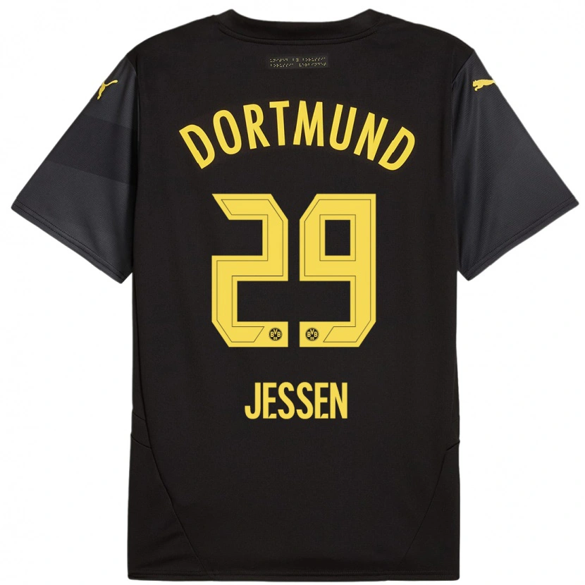 Danxen Barn Niklas Jessen #29 Svart Gul Bortatröja Matchtröjor 2024/25 Tröjor T-Tröja