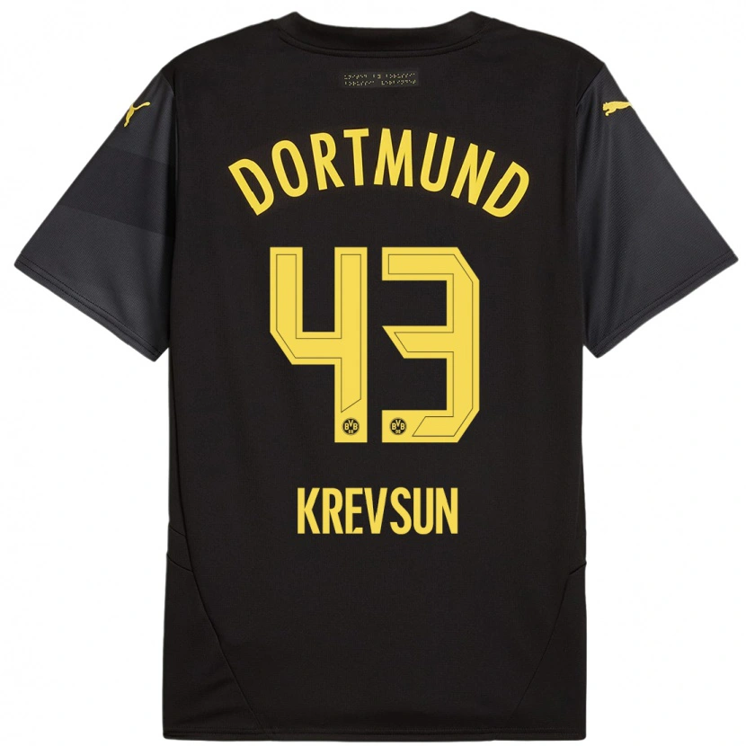 Danxen Barn Danylo Krevsun #43 Svart Gul Bortatröja Matchtröjor 2024/25 Tröjor T-Tröja