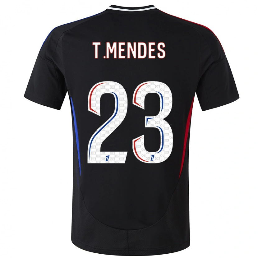 Danxen Barn Thiago Mendes #23 Svart Bortatröja Matchtröjor 2024/25 Tröjor T-Tröja